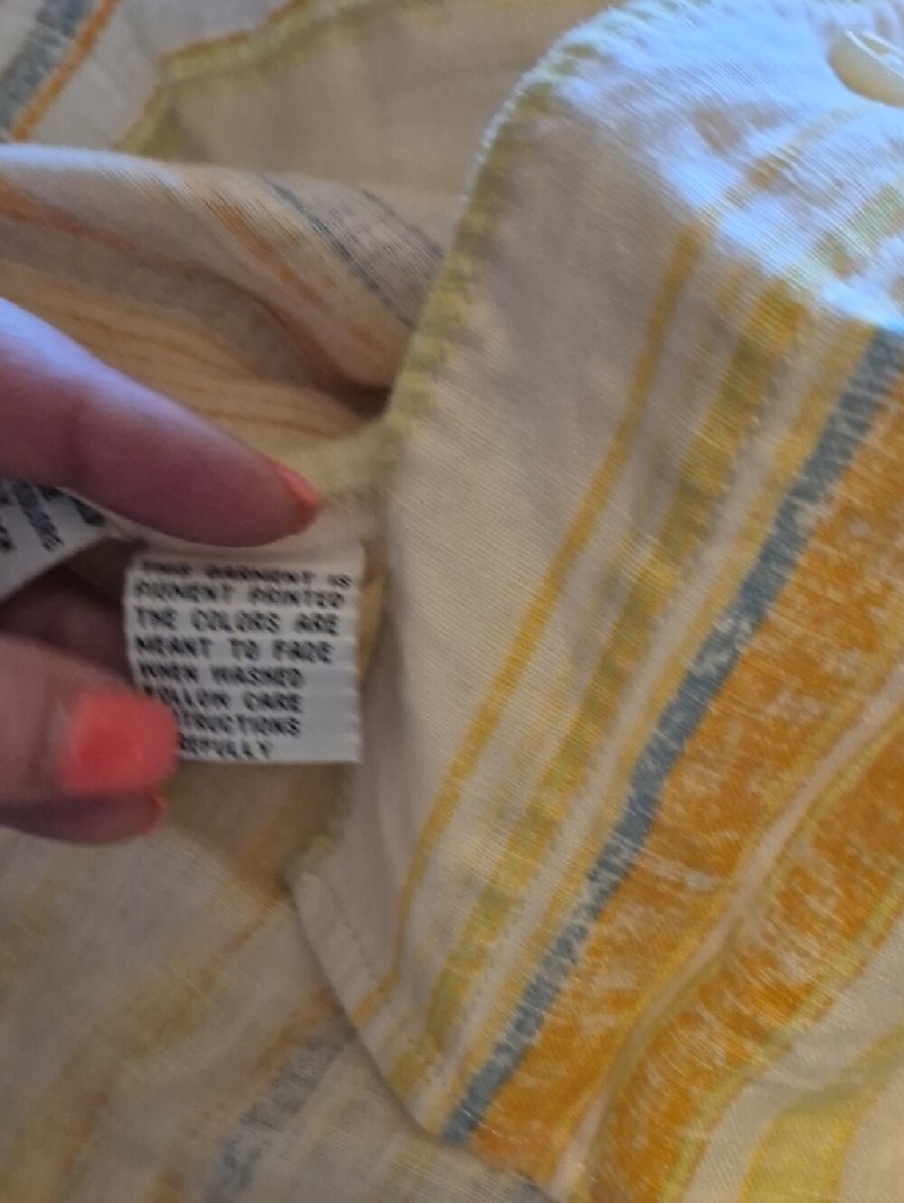 Tommy Bahama Yellow and Blue Striped Casual Button-Down Shirt - Picture 8 of 9